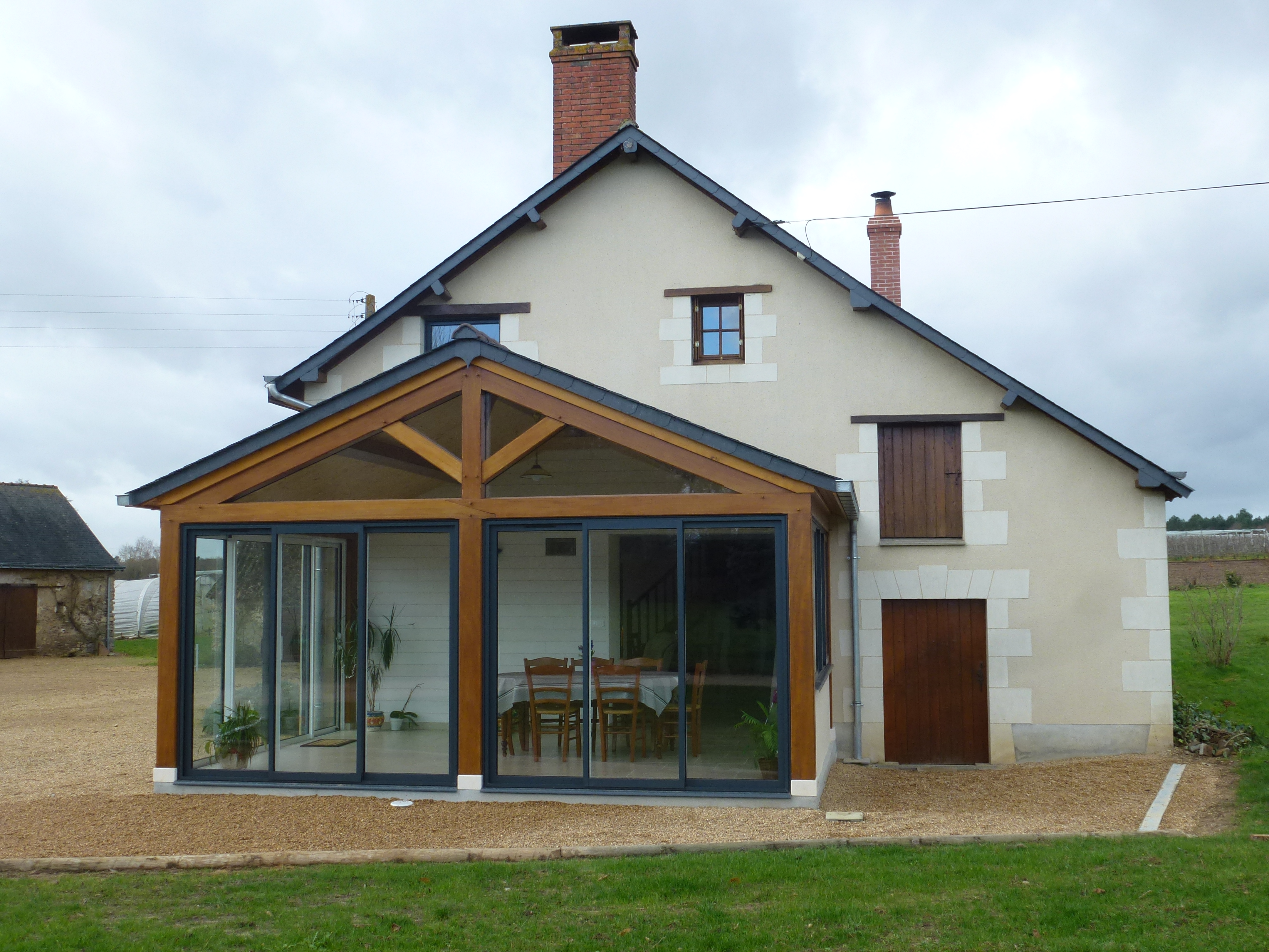 Véranda bois iroko - baie